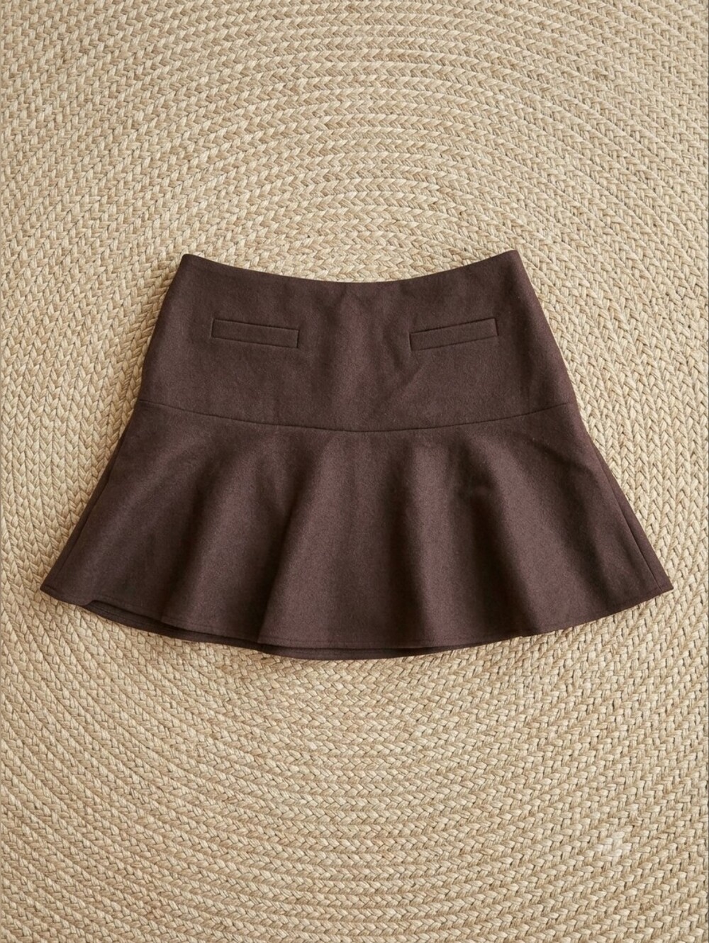 LOFT Skirt Womens Sz 8 Brown Wool Blend Soft Short Casual Solid Zip lined Flared